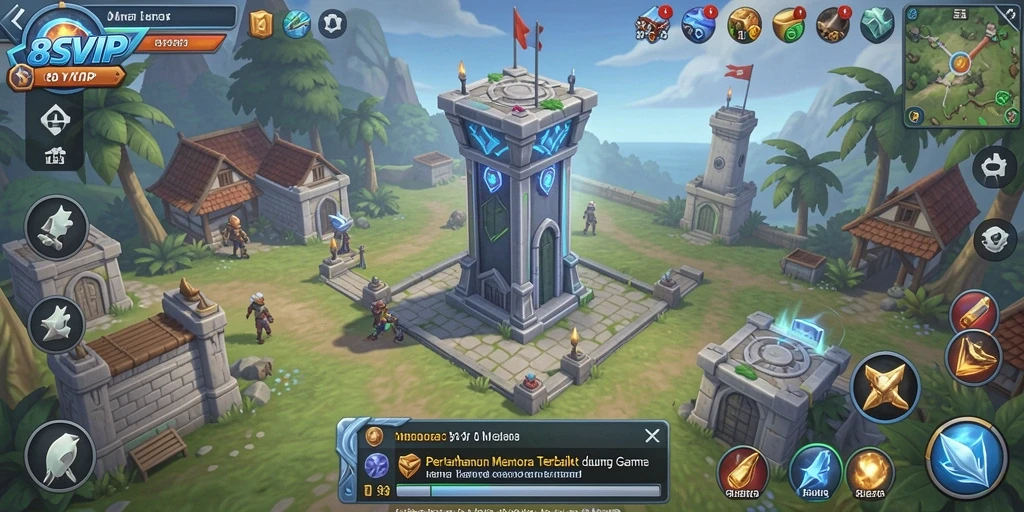 Gameplay seru Tower Defense di 8SVIP dengan menara pertahanan.