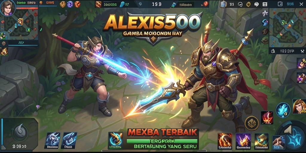 Screenshot ALEXIS500 menampilkan aksi seru dalam pertempuran MOBA.