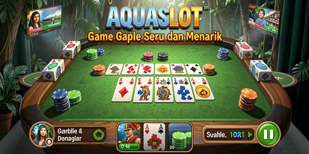 Tangkapan layar gameplay AQUASLOT yang menampilkan keseruan bermain Gaple.