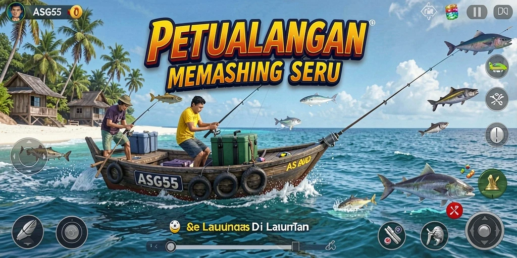 Tampilan gameplay ASG55 yang menyoroti aksi memancing seru.