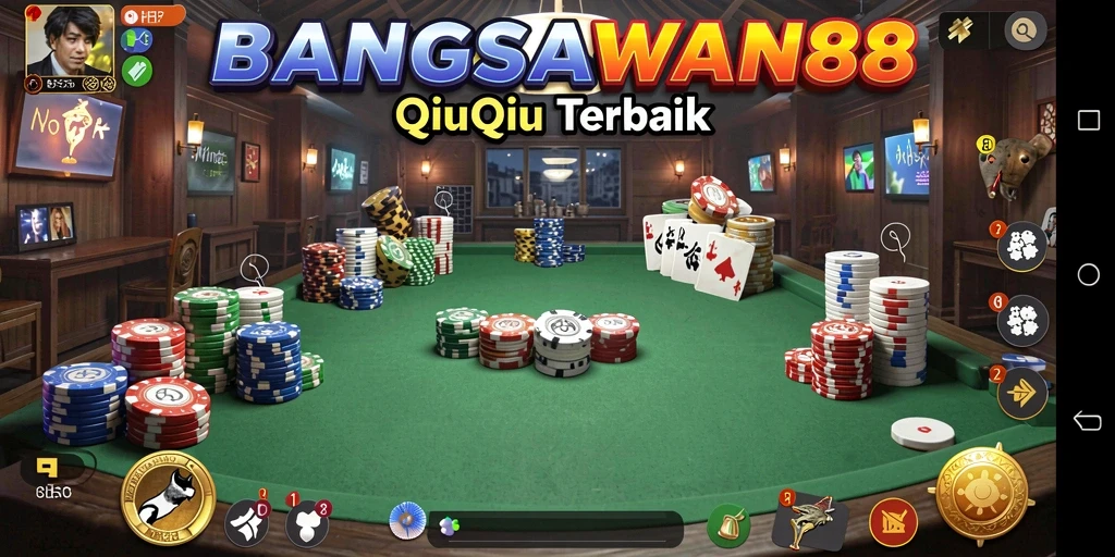 Tampilan gameplay seru di BANGSAWAN88 dengan kartu QiuQiu.