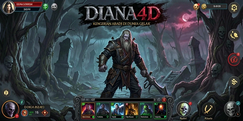Screenshot gameplay DIANA4D menampilkan suasana horor mencekam.
