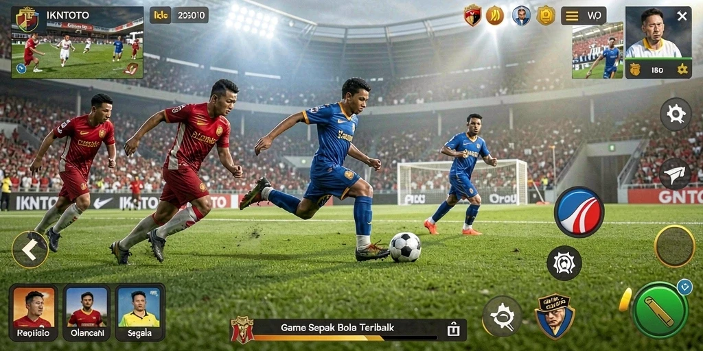 Tampilan gameplay menegangkan dalam pertandingan sepak bola di IKNTOTO.