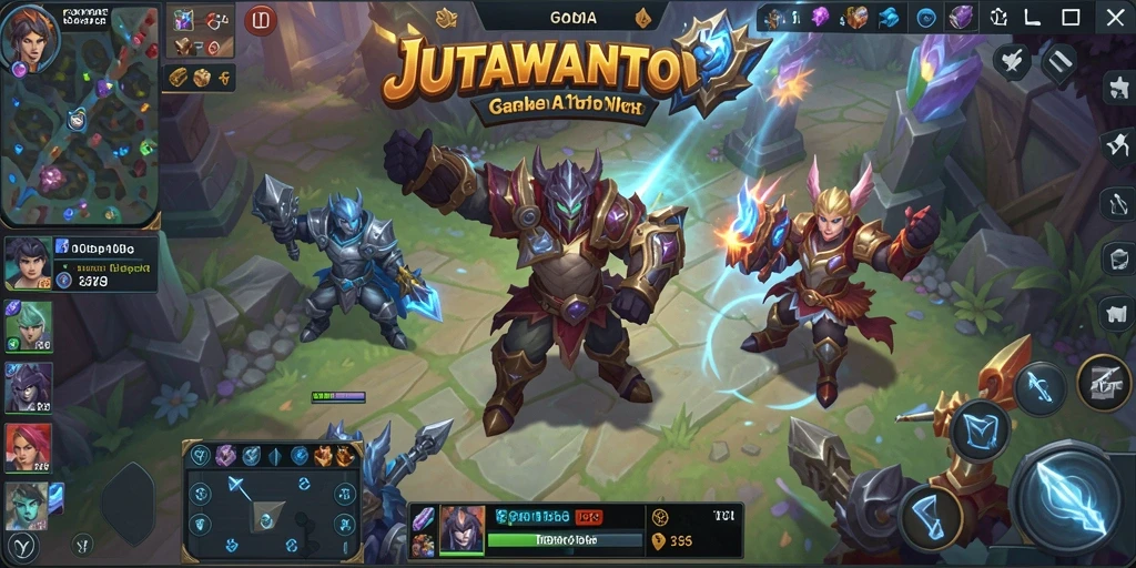 Screenshot gameplay <strong>JUTAWANTOTO</strong> yang menampilkan pertarungan seru di arena.