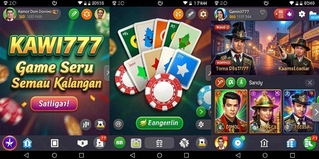 Tampilan gameplay KAWI777 dengan aksi domino yang seru.