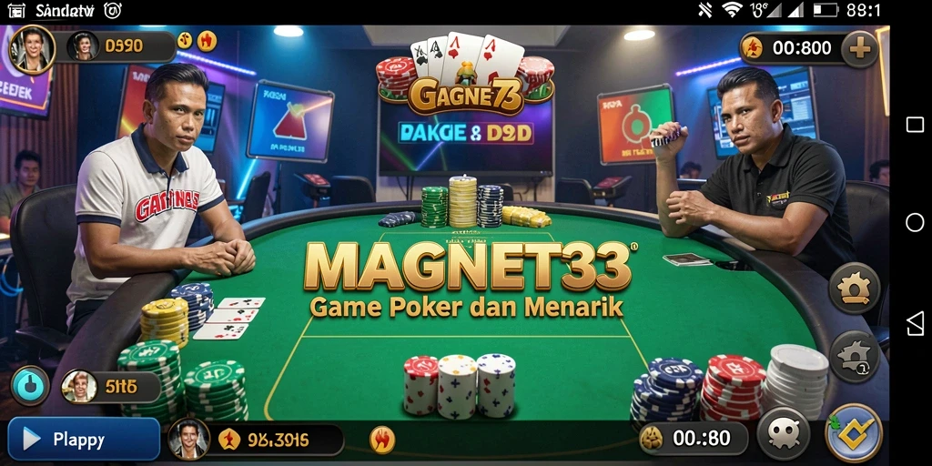 Tampilan utama gameplay Poker MAGNET33 yang menarik dan dinamis.