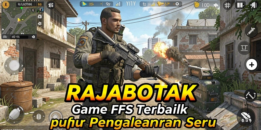 Gameplay mendebarkan dalam RAJABOTAK, aksi FPS tanpa henti.