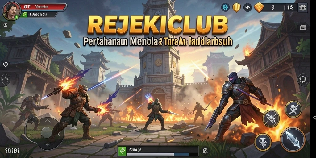 Gameplay menarik dari REJEKICLUB yang menampilkan pertahanan menara.