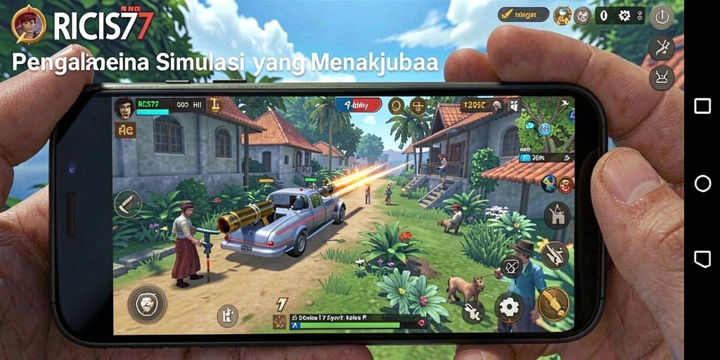 Screenshot gameplay RICIS77 yang menunjukkan interaksi dan manajemen bisnis.