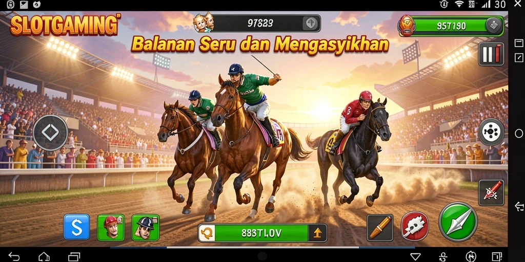 Screenshot menampilkan aksi balapan yang mendebarkan dalam SLOTGAMING.