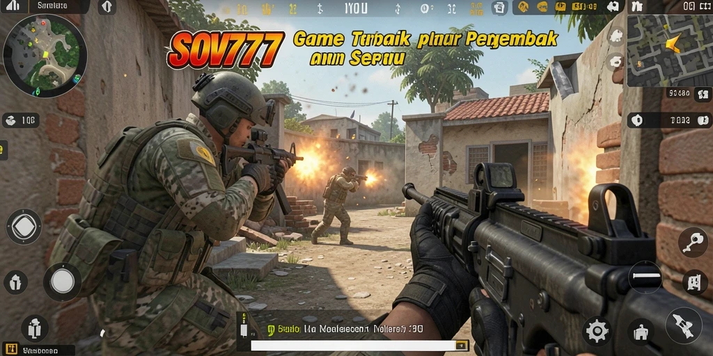 Tampilan gameplay menembak intens dalam SOV777 dengan grafis memukau.
