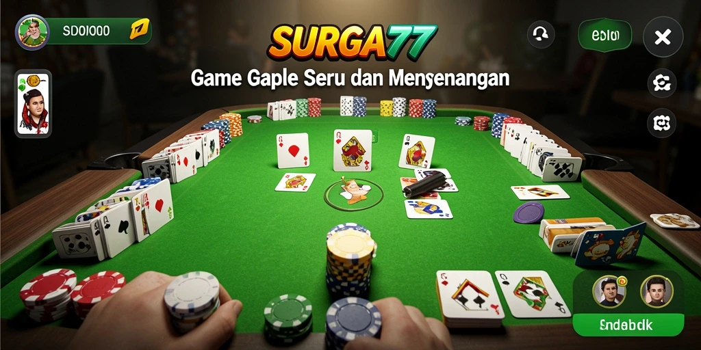 Tampilan gameplay Gaple yang seru dan interaktif di SURGA77.
