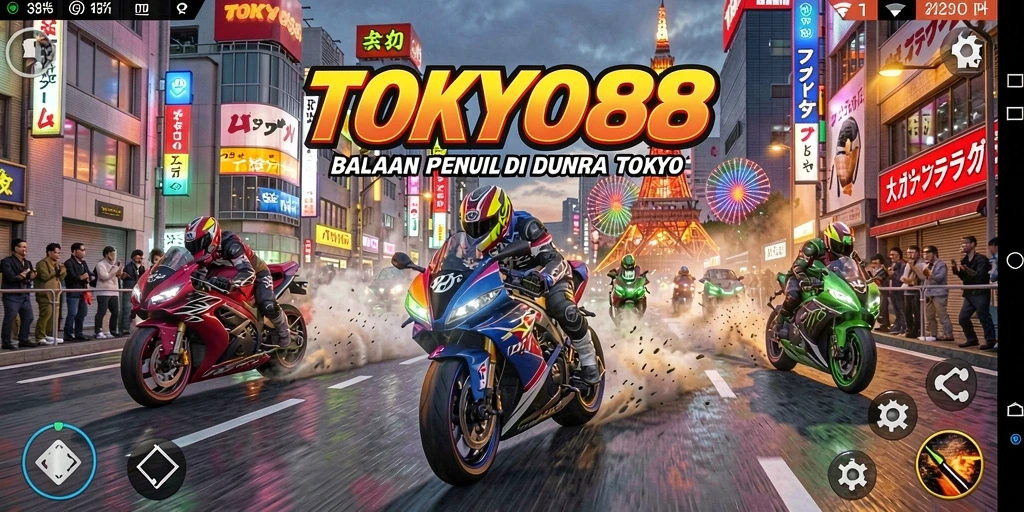 Tampilan menarik dari gameplay balapan motor di TOKYO88.