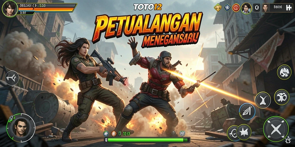 Screenshot utama TOTO12 menampilkan aksi tempur yang mendebarkan.